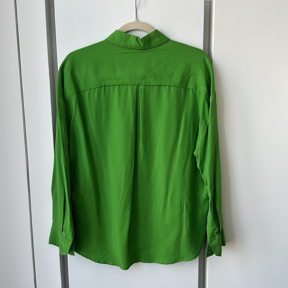 NEW Mango Soft Blouse Shirt - Grass Green - Picture 4 of 4